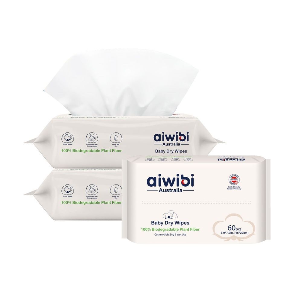 Aiwibi - Baby Dry Wipes Packx Of 3 - 180pcs