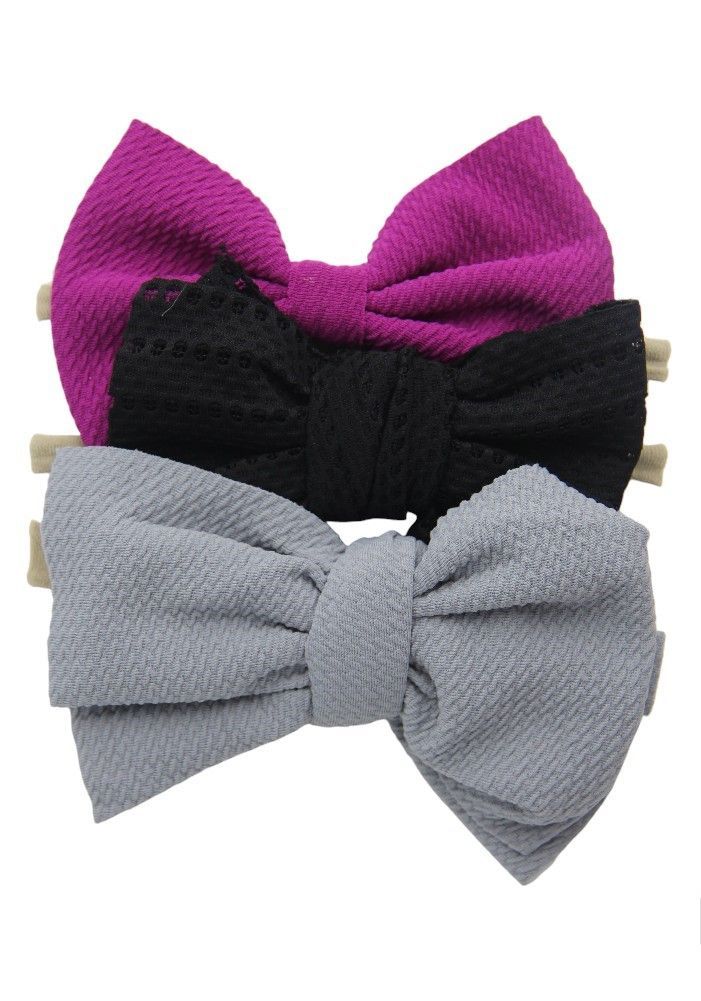 Bambimici - Lara Ribbon Bow Headband For Babies - Violet/Black/Grey