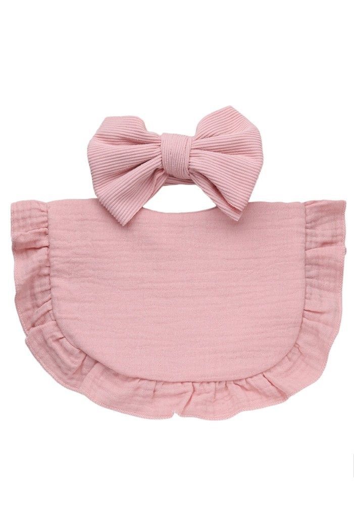 Bambimici - Ava Small Ribbon Headband And Baby Bib Set - Pink