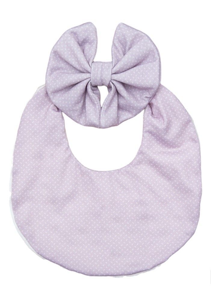 Bambimici - Luna Ribbon Headband & Baby Bib Set - Lavender - 2 Pcs