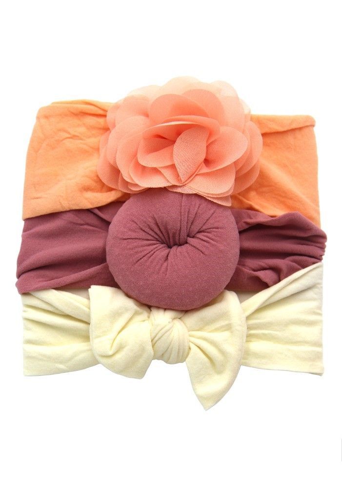 Bambimici - Aya Assorted Cute Soft Turban For Babies - Peach, Dark Pink, Cream