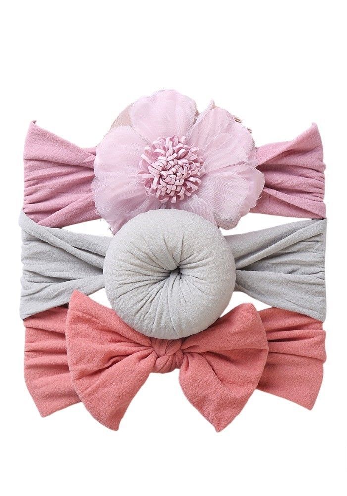 Bambimici - Aya Assorted Cute Soft Turban For Babies - Pink, Light Grey, Pomelo Pink