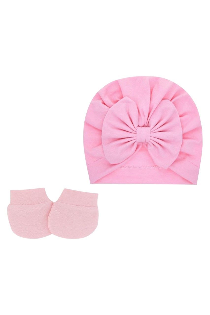 Bambimici - 2pc-Set - Tinytwist Baby Turban And Mittens - Pink