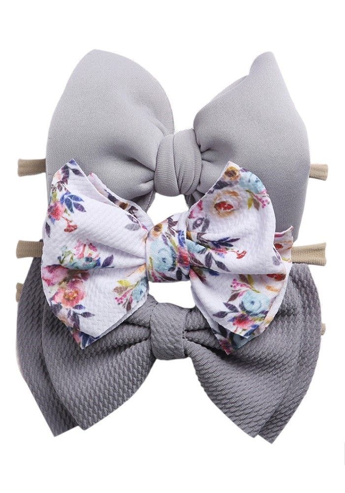 Bambimici - Dalia Assorted Ribbon Bow Headband For Babies - Grey