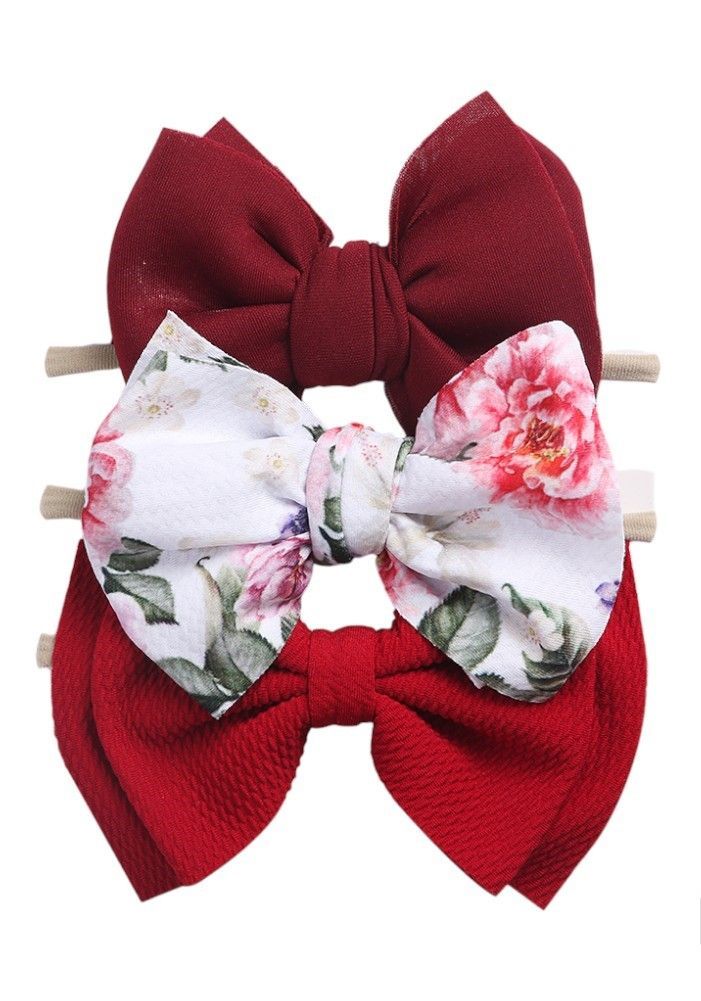 Bambimici - Dalia Assorted Ribbon Bow Headband For Babies - Dark Red