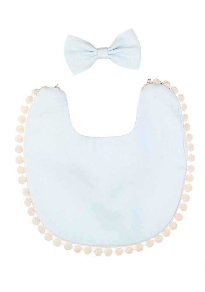 Bambimici - Stealla Small Ribbon Headband And Baby Bib - Baby Blue