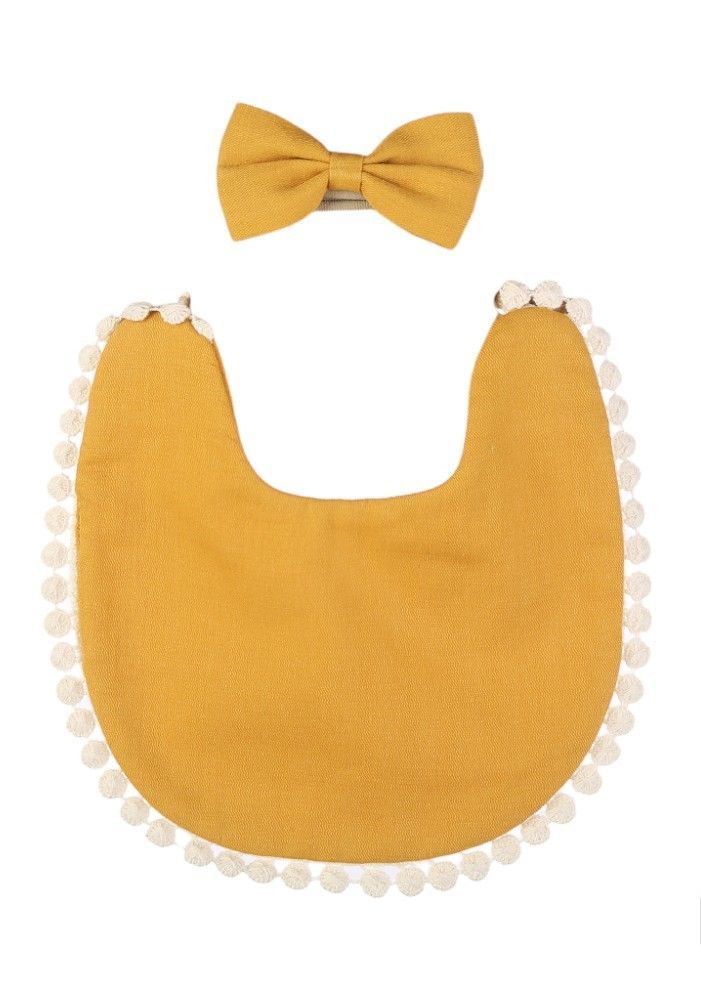 Bambimici - Stealla Small Ribbon Headband And Baby Bib - Yellow