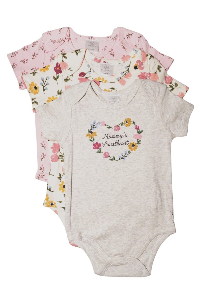 Bambimici - Sugar & Spice Sweetheart Baby Bodysuit 3Pc Set