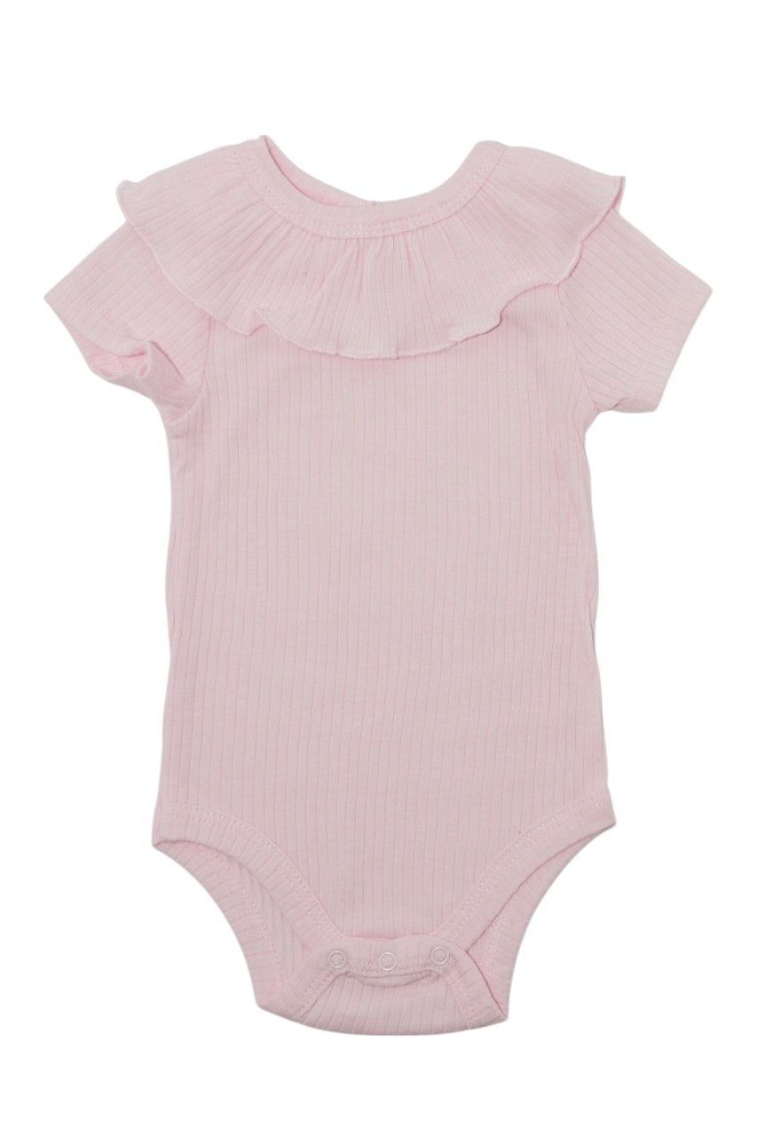 Bambimici - Plain Baby Short Sleeve Bodysuit - Light Pink