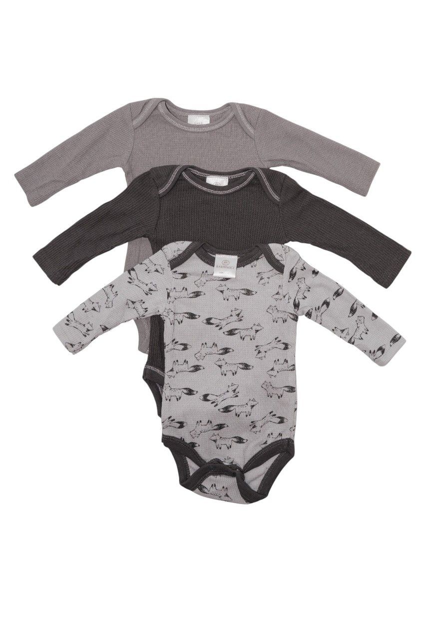 Bambimici - 3pc-Set - Animal Print Long Sleeve Baby Bodysuit - Multicolor