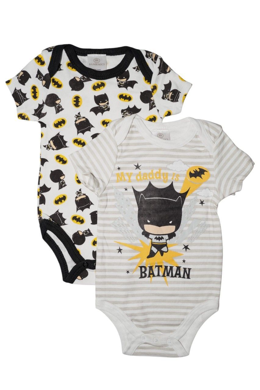 Bambimici - 2pc-Set - Boy's Batman Printed Short Sleeves Bodysuit - Multicolor