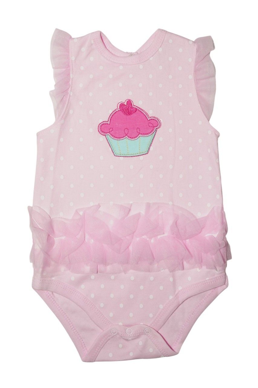 Bambimici - Girl's Zairah Cupcake Printed Ruffled Bodysuit - Pink