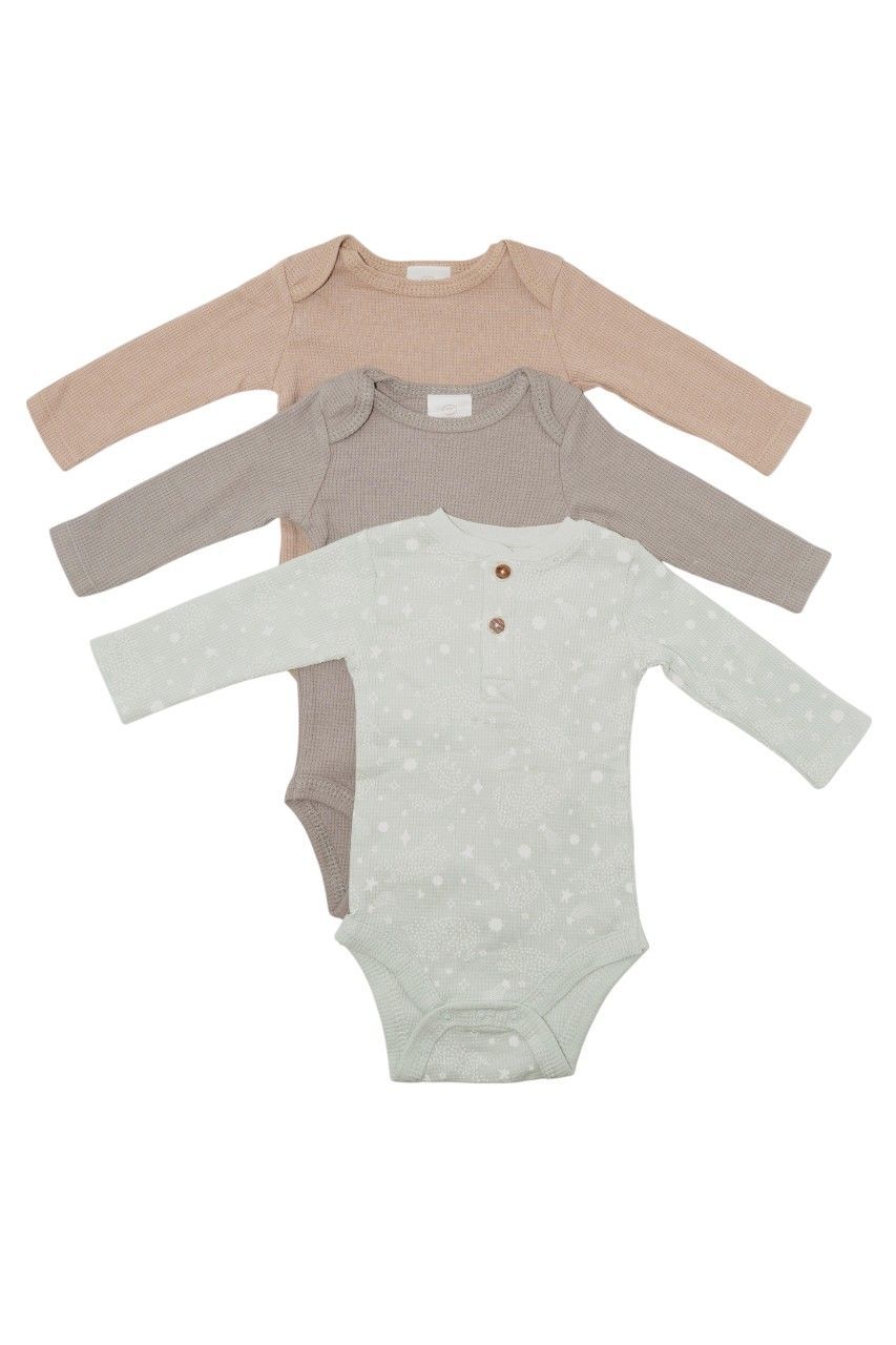 Bambimici - 3pc-Set - Baby' Khai Long Sleeve Bodysuit - Multicolor