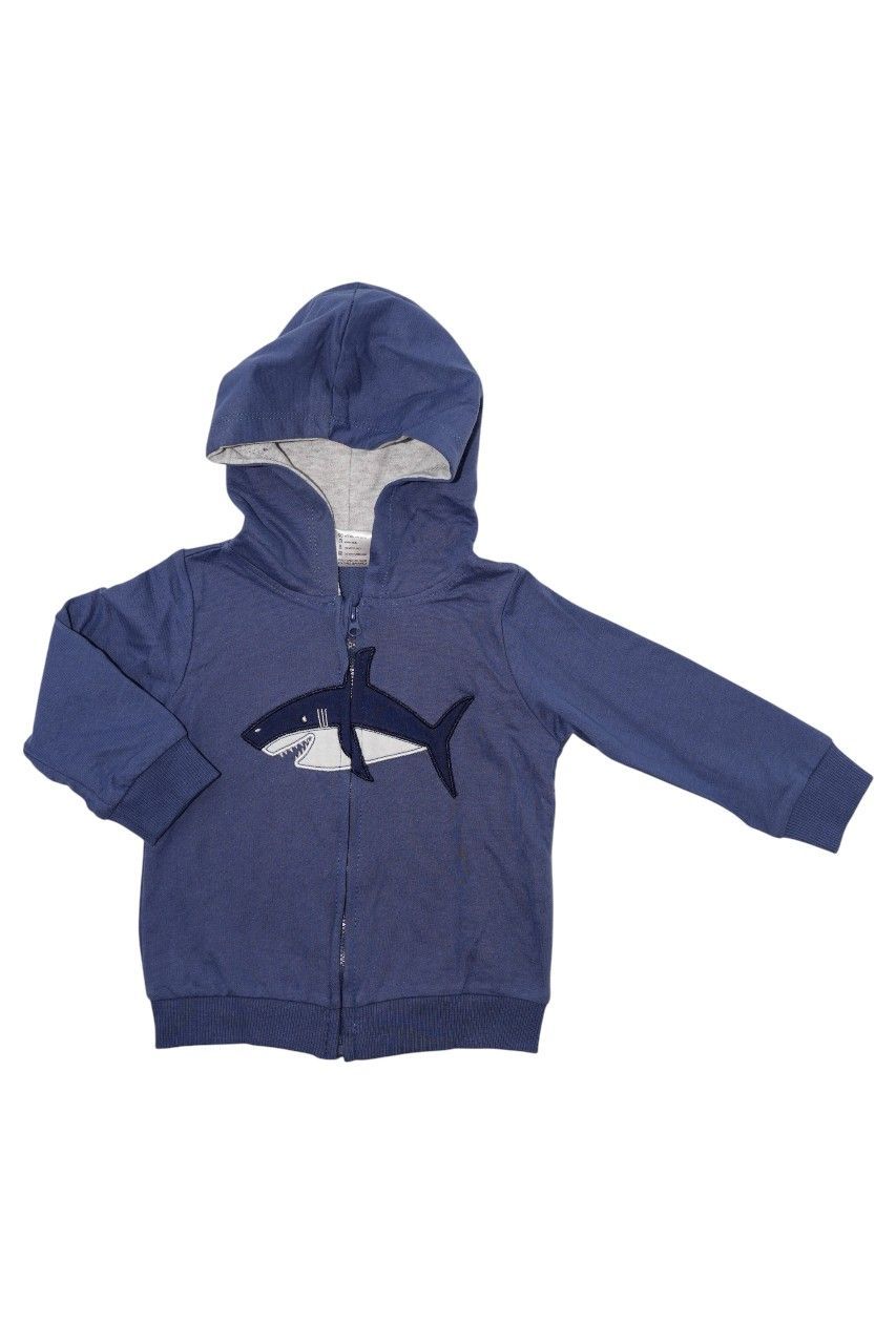 Bambimici - Boy's Shark Printed Hoodie - Dark Blue