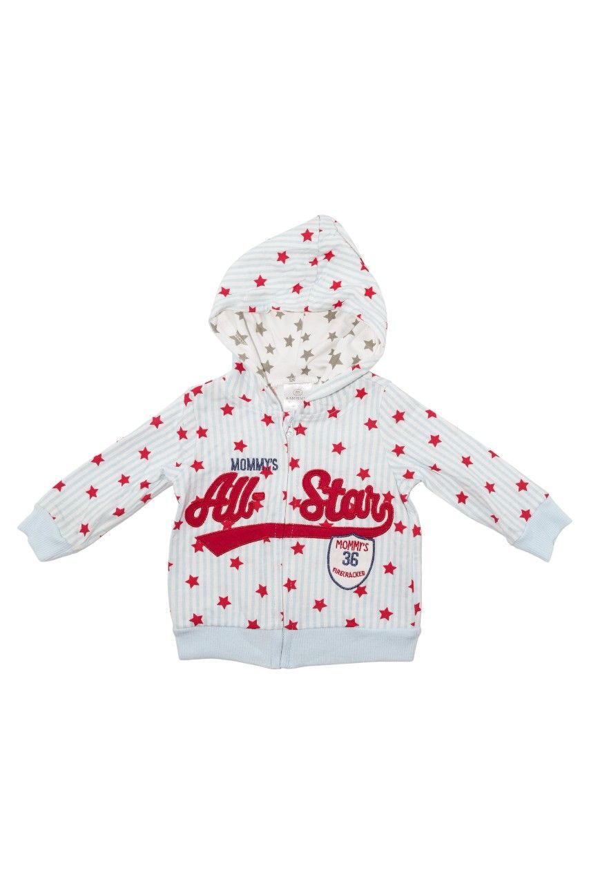 Bambimici - Boy's All Star Printed Hoodie - White/Red