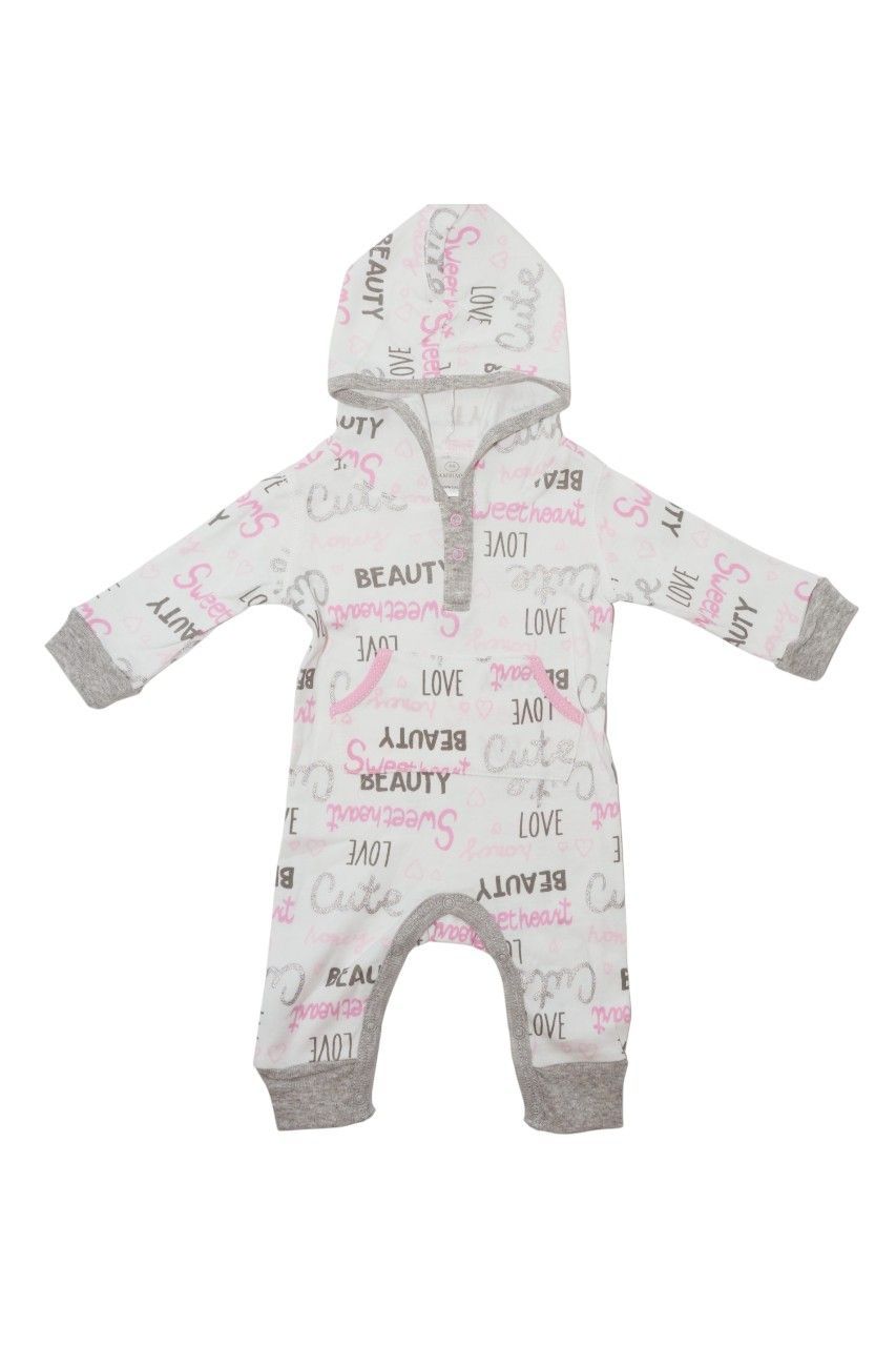 Bambimici - Baby Love Printed Bodysuit With Hoodie - White