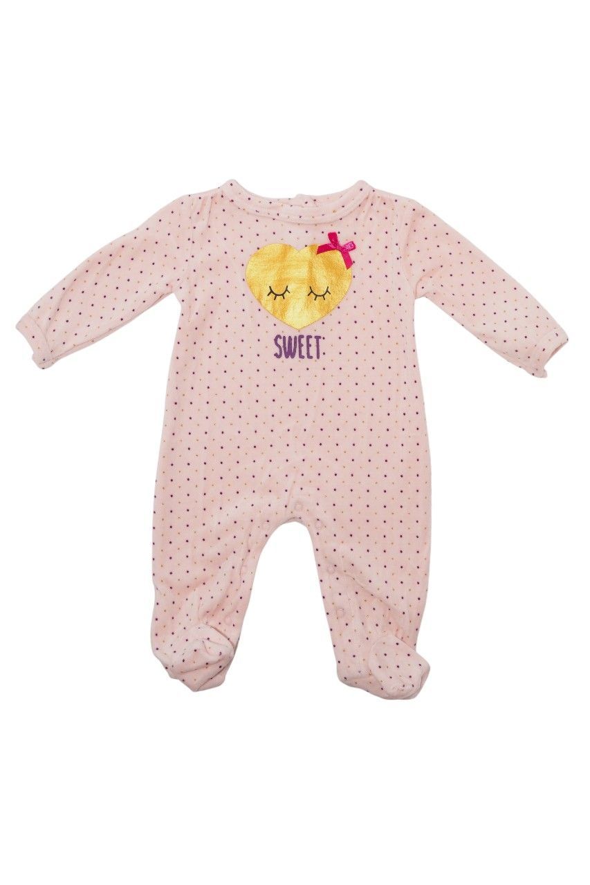 Bambimici - Baby' Heart Print Polka Dot Bodysuit - Baby Pink