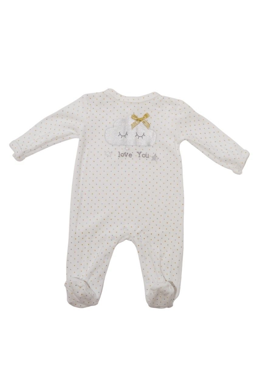 Bambimici - Baby' Cloud Print Polka Dot Bodysuit - White