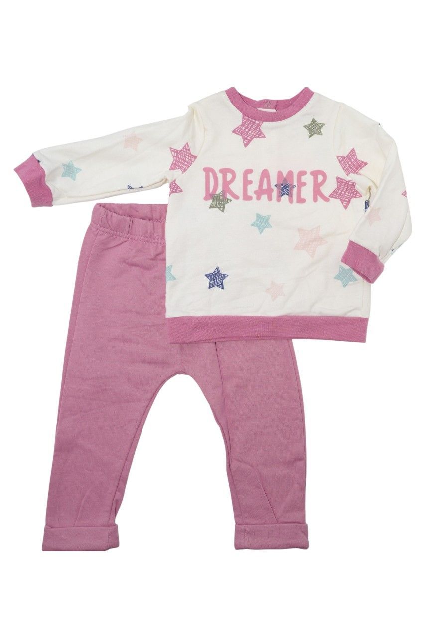 Bambimici - 2pc-Set - Baby' Star Dreamer Sweater With Pyjama - Pink/White