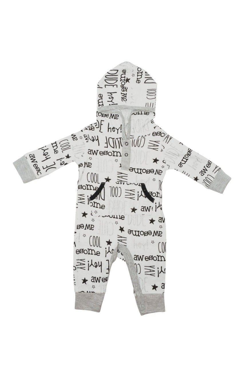 Bambimici - Baby' Letters Printed Bodysuit With Hoodie - White