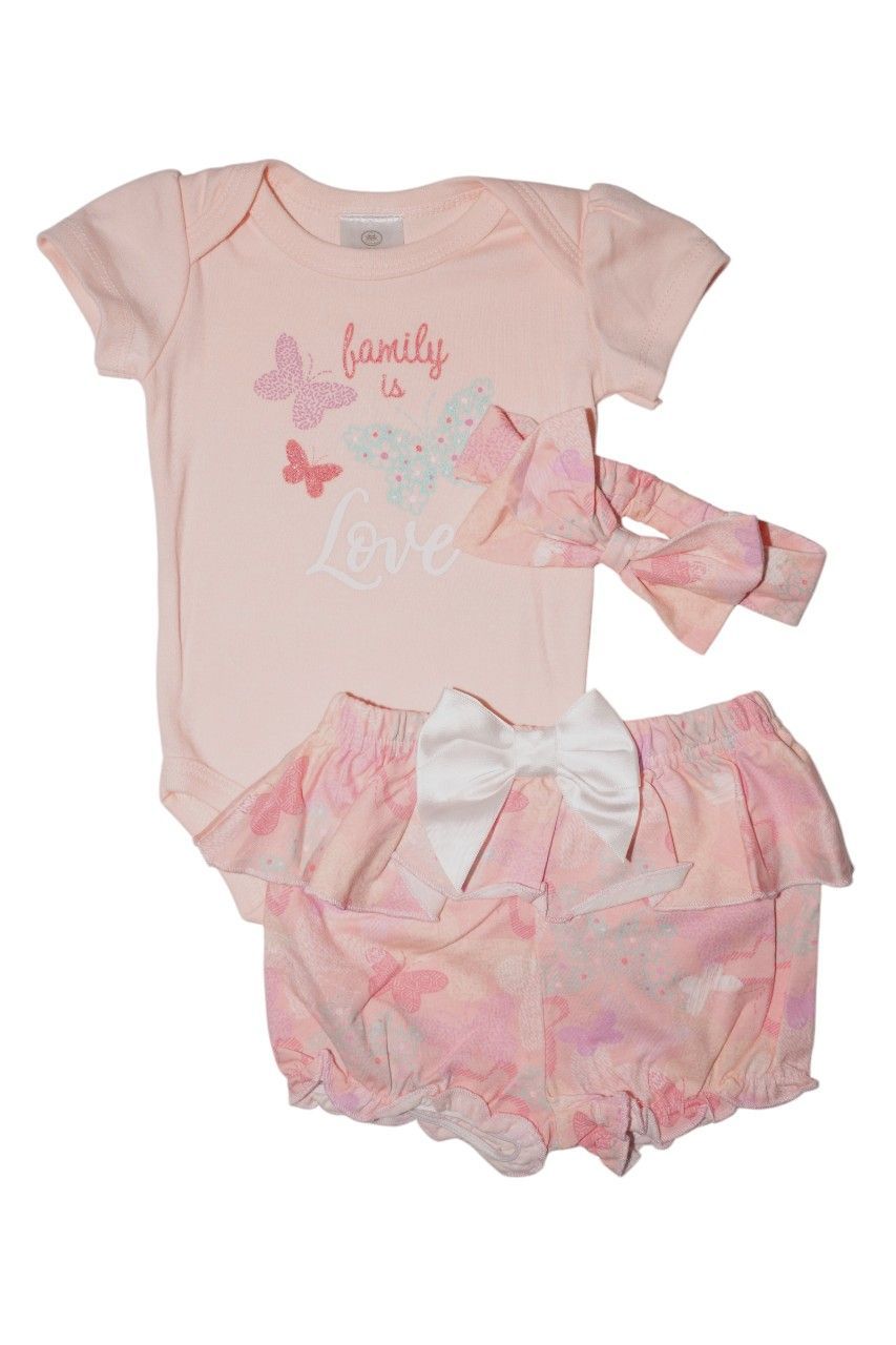 Bambimici - Leila Butterfly Print Baby Suit Set - Peach