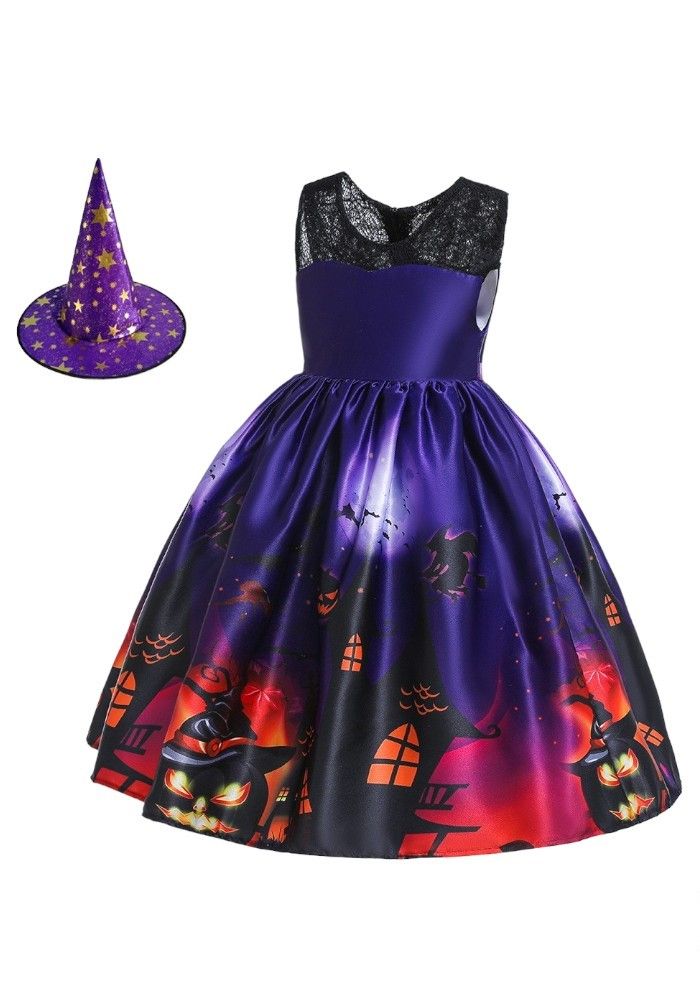 D' Daniela - Halloween Printed Sleeveless Dress - Purple