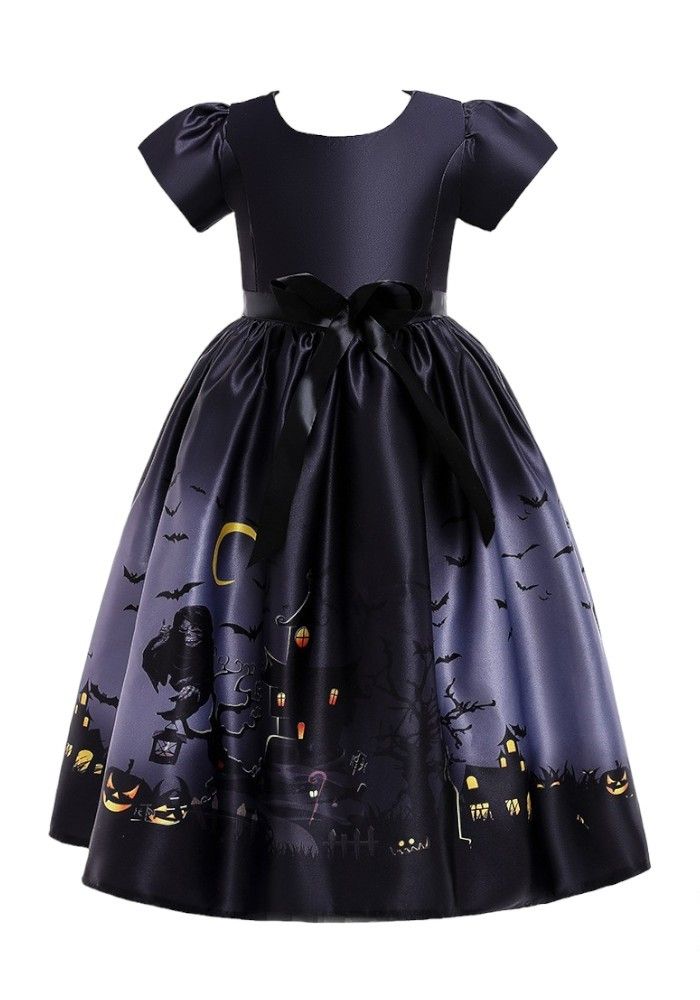 D' Daniela - Halloween Printed Short Sleeves Dress - Black