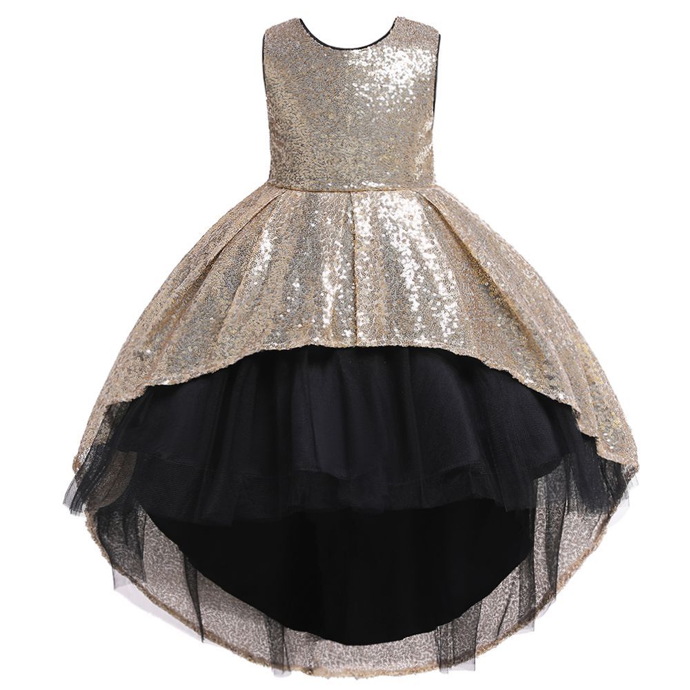 D' Daniela - Cyra Sparkle Dress W/ Bow - Gold