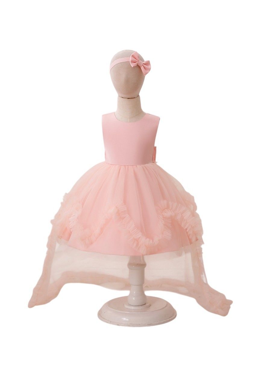 D' Daniela - Girl's Fairy Tulle Fantasy Dress With Headband - Baby Pink