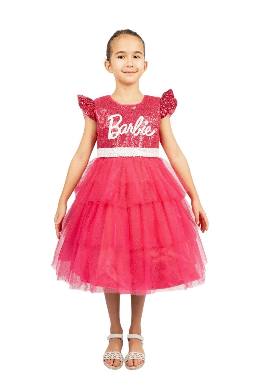 D' Daniela - Girl's Barbie Sequin Fantasy Dress - Hot Pink