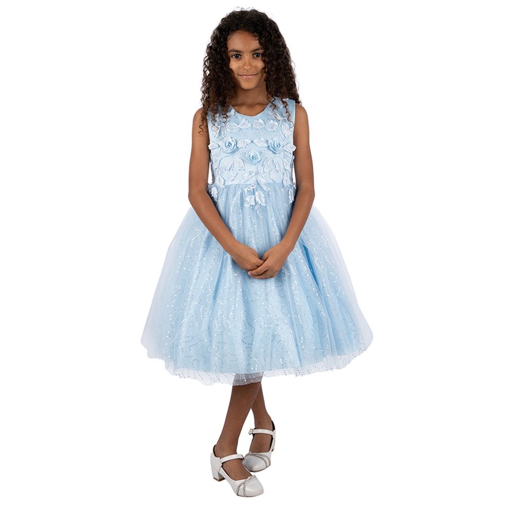 Ddaniela - Olivia Party Dress with Headband - Blue