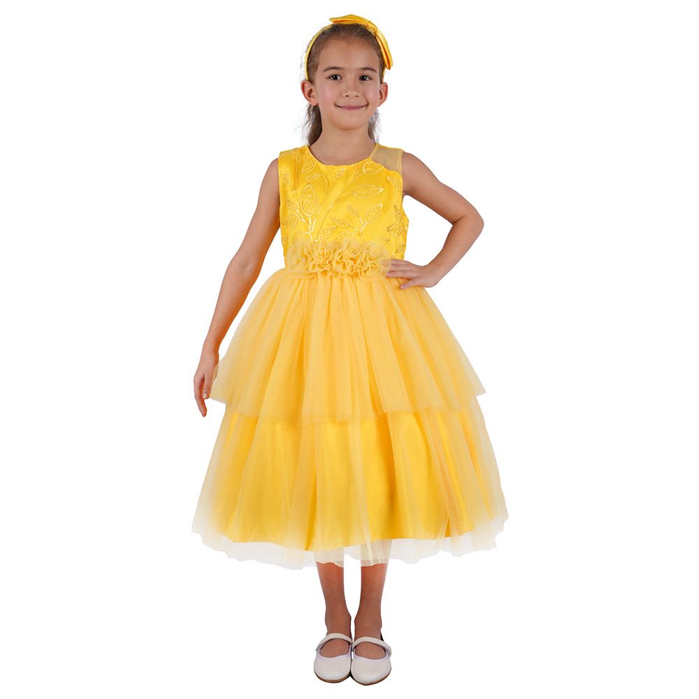 Ddaniela - Abigail Party Dress with Headband - Yellow