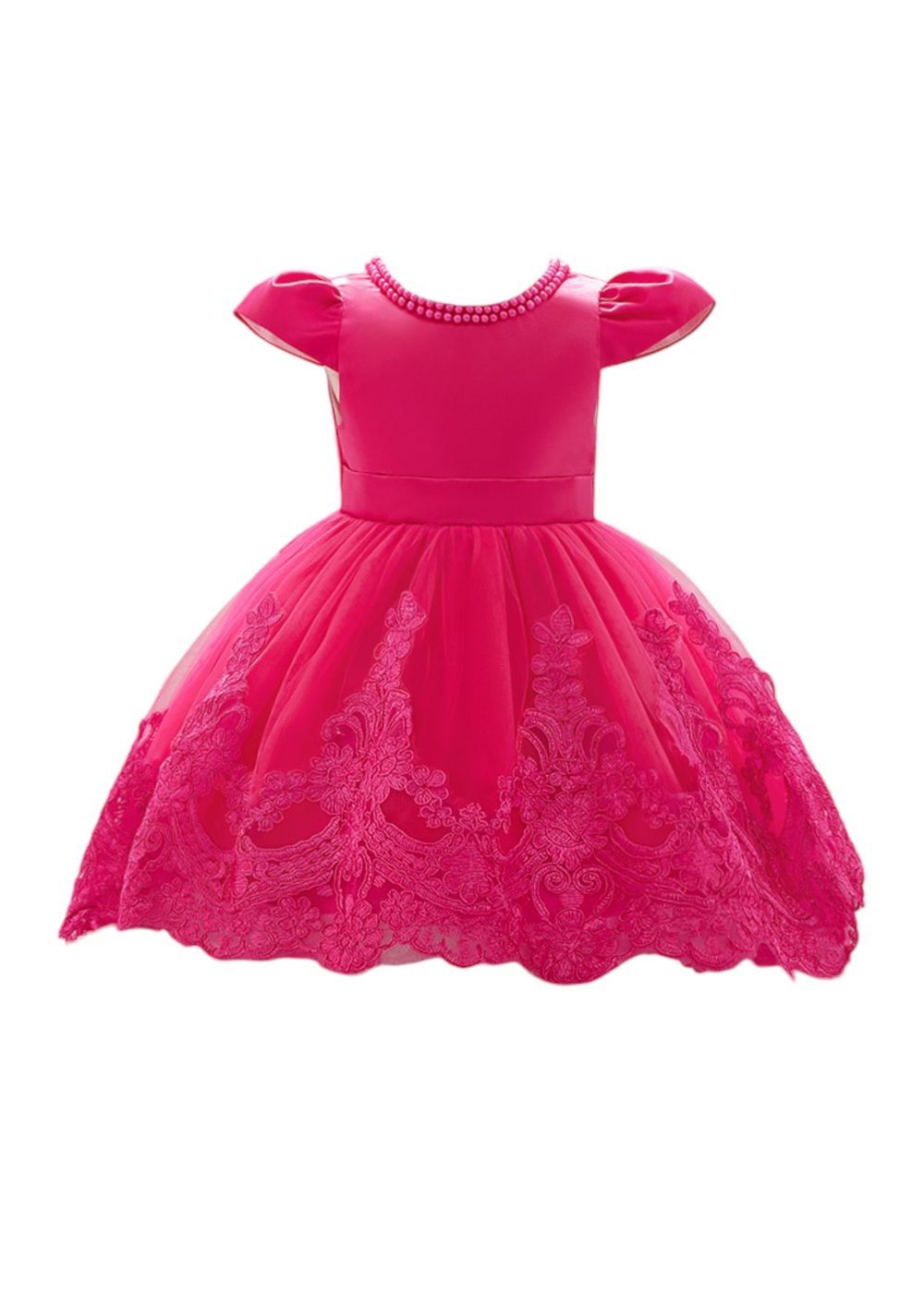 D' Daniela - Girl's Embroidery Princess Dress - Hot Pink