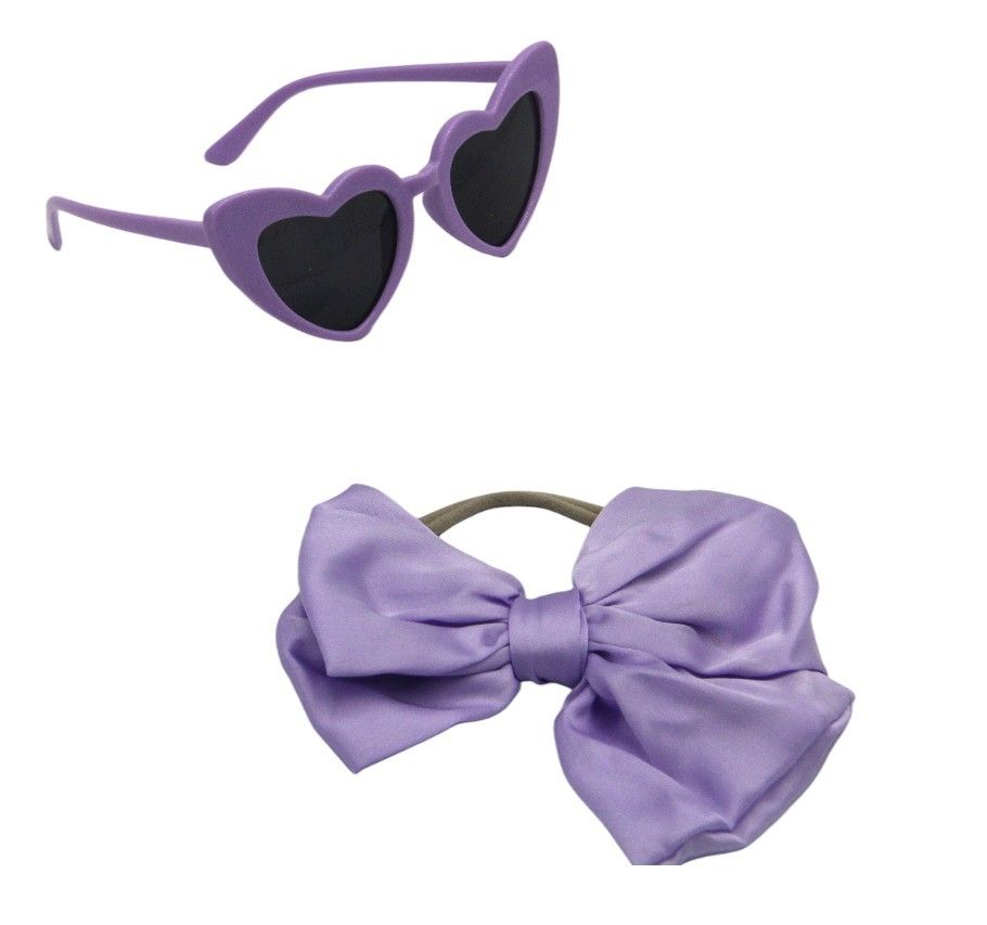 D' Daniela - Athena Glasses & Bow Barrette Ponytail Set - Purple