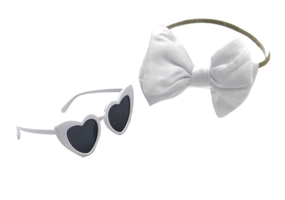 D' Daniela - Athena Glasses & Bow Barrette Ponytail Set - White