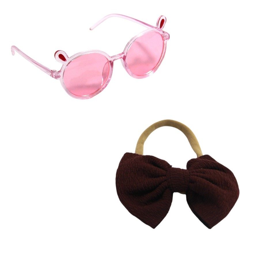 D' Daniela - Layla Glasses & Bow Barrette Ponytail Set - Maroon