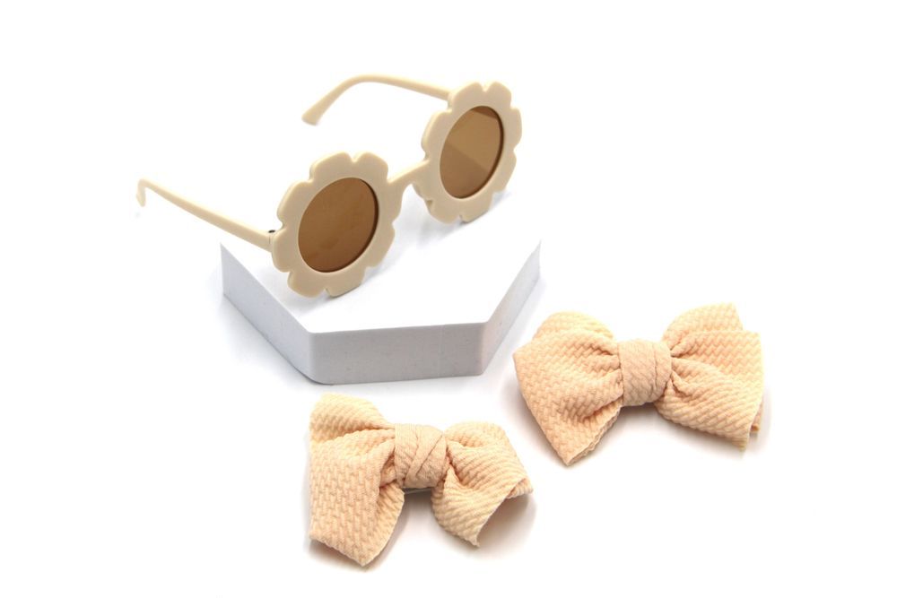 D' Daniela - Dana Glasses and Bow Barrette Clip Set - Beige