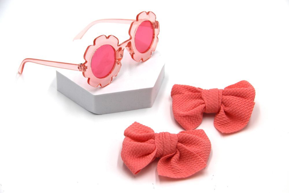 D' Daniela - Dana Glasses and Bow Barrette Clip Set - Pomelo Pink