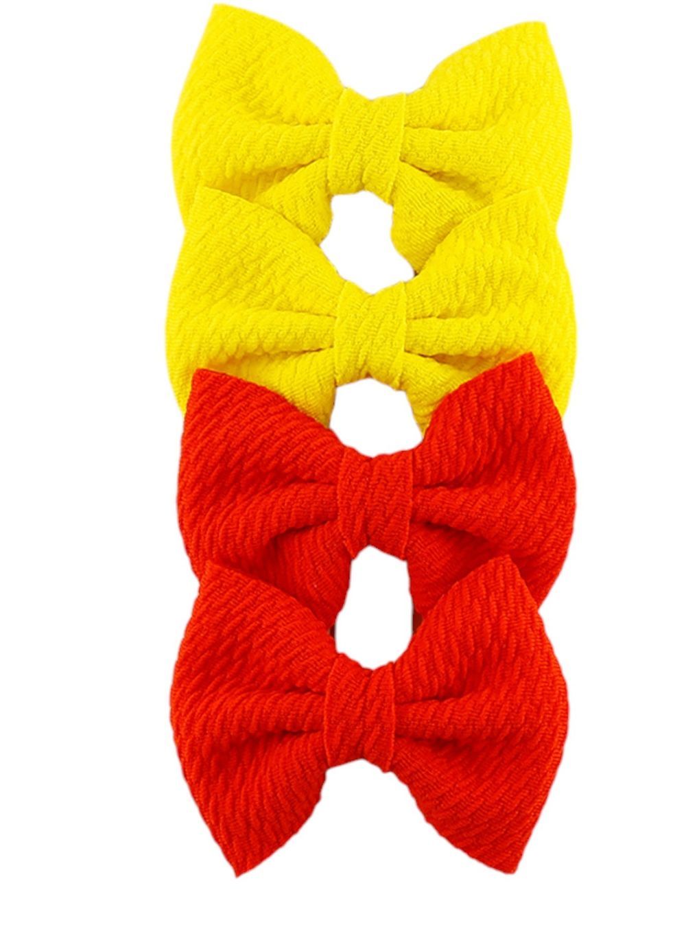 D' Daniela - Nisha Ribbon Bow Clip Set - 4pcs - Yellow/Red