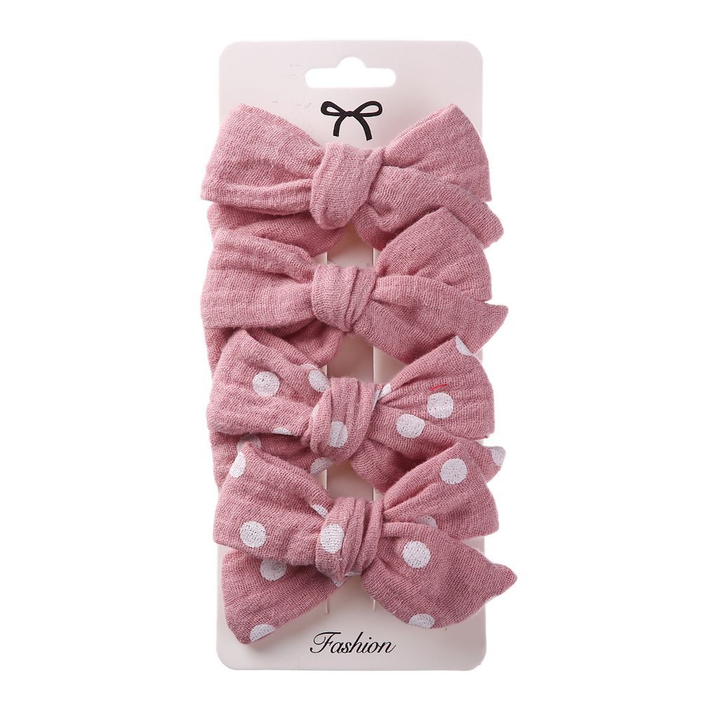 D' Daniela - Adella Ribbon Bow Clip Set For Babies & Girls - Pink & Dark Pink