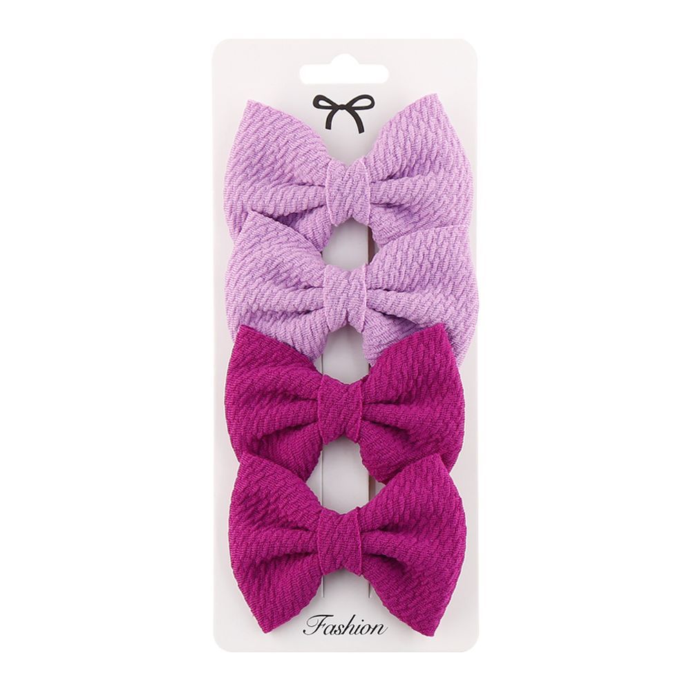 D' Daniela - Nisha Ribbon Bow Clip Set For Babies & Girls - Purple & Dark Violet