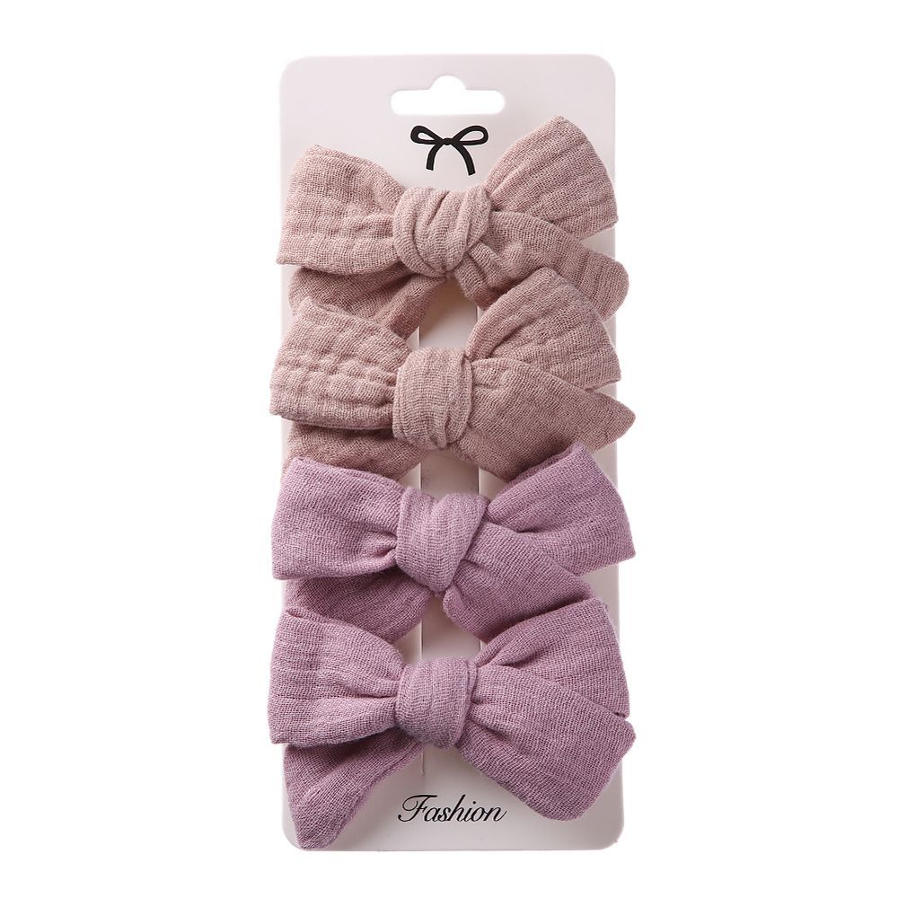 D' Daniela - Adella Ribbon Bow Clip Set For Babies & Girls - Brown & Lavander