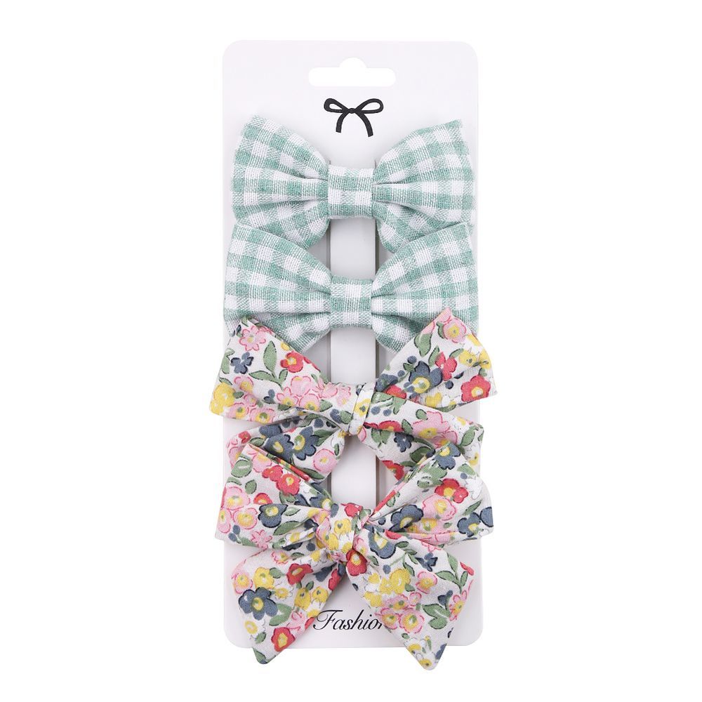 D' Daniela - Rana Ribbon Bow Clip Set For Babies & Girls - Green & Multicolor