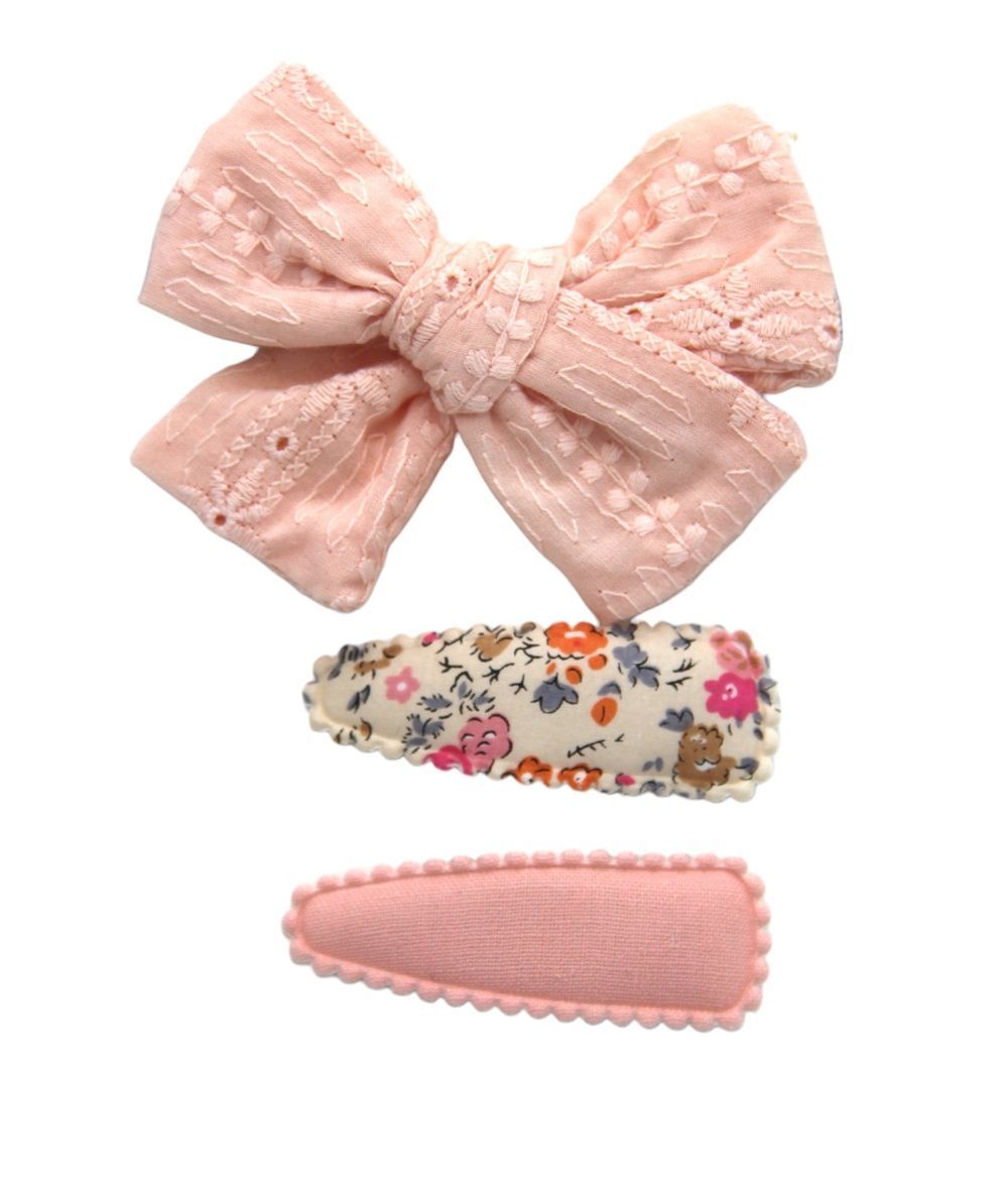 D' Daniela - Jana Ribbon Bow Clip Set - 3pcs - Peach