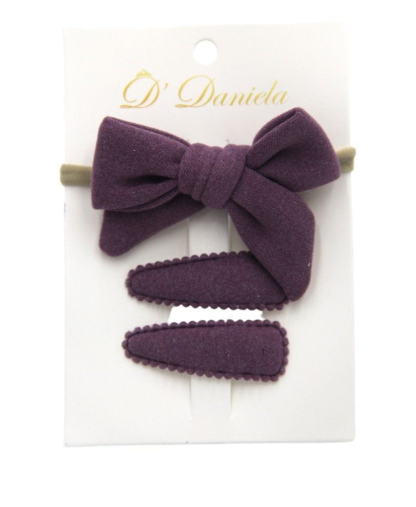 D' Daniela - Sara Ribbon Bow Clip Set - 3pcs - Violet