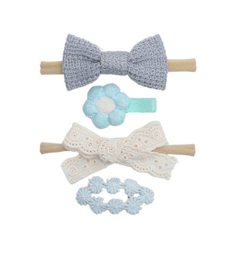 D' Daniela - Ria Ribbon, Bow, Clip And Ponytail Set - 4 Pcs