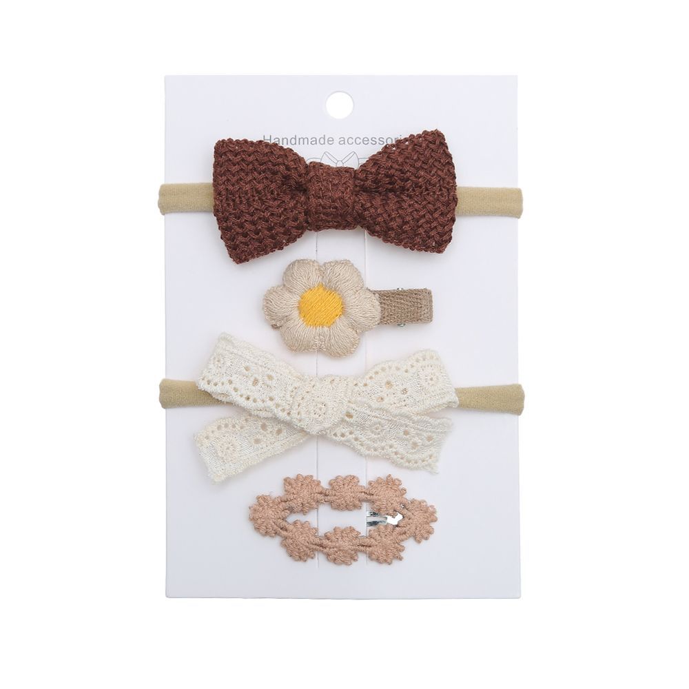 D' Daniela - Ria Ribbon, Clip, Bow And Ponytail Set - 4 Pcs