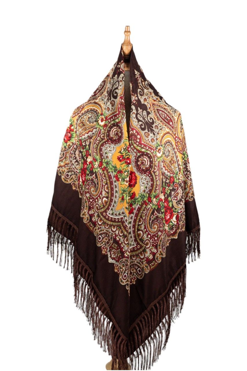 D' Daniela - Alya Women's Traditional Print Shawl - Brown