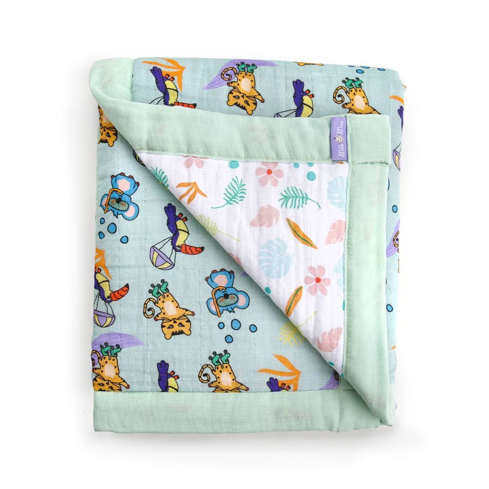 Milk&Moo -  Jungle Friends Baby Muslin Fibre Filled Swaddle  Blanket