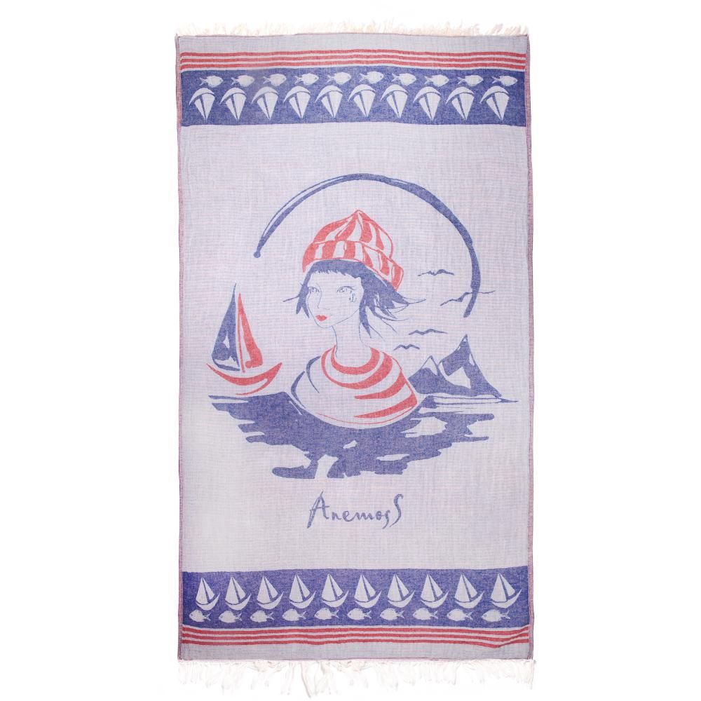 Anemoss - Turkish Beach & Bath Peshtemal - Sailor Girl Patterned